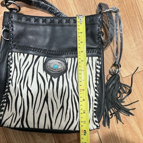 CHI by Falchi Purse Shoulder Bag Black Zebra Animal Print Leather Designer - Picture 5 of 10